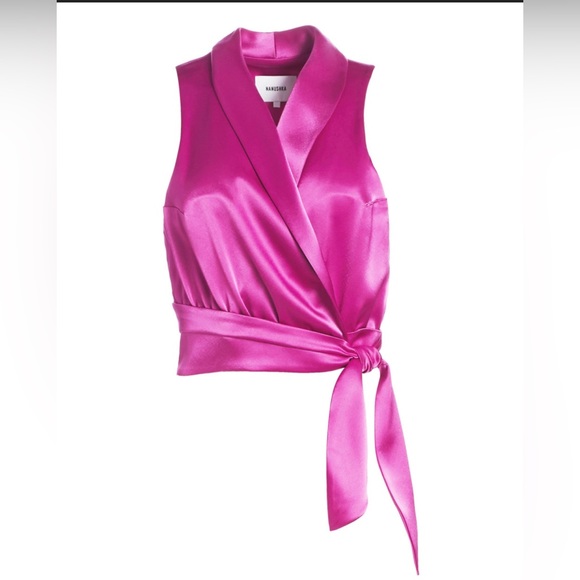 Pink Nanushka Wrap Tie Crop Top Size L - Picture 1 of 2